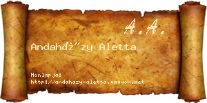 Andaházy Aletta névjegykártya